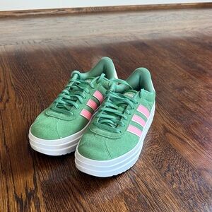 Adidas Women's Mint Green and Pink Sneakers